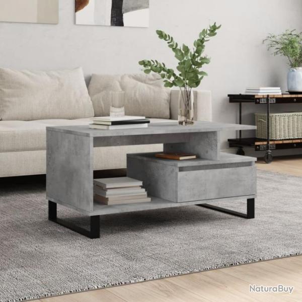 Table basse Gris bton 90x49x45 cm Bois d'ingnierie