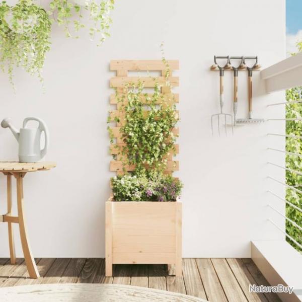 Jardinire avec support 39x39,5x114 cm bois de pin massif