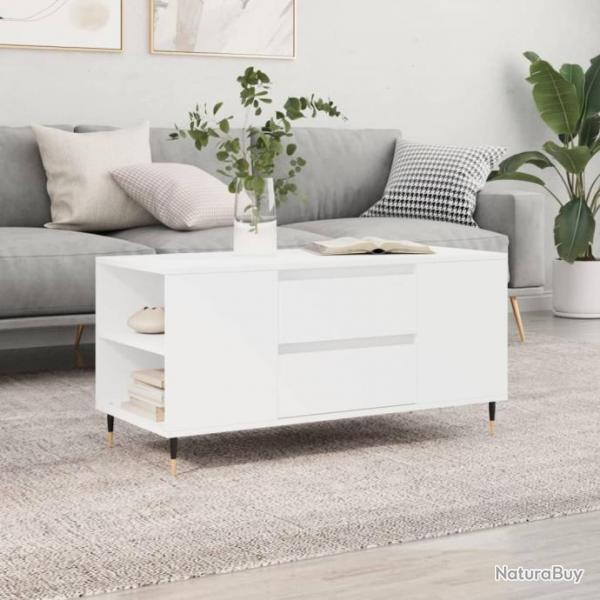 Table basse blanc 102x44,5x50 cm bois d'ingnierie