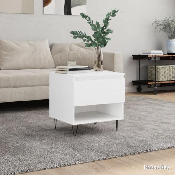 Table basse blanc 50x46x50 cm bois d'ingnierie