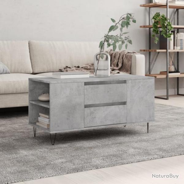 Table basse gris bton 102x44,5x50 cm bois d'ingnierie