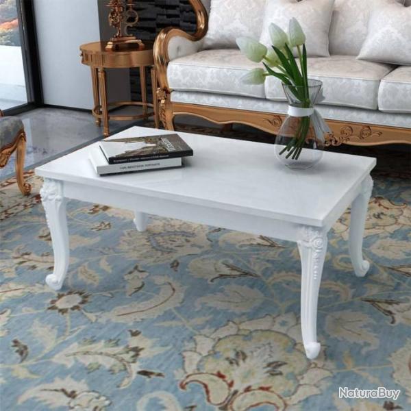Table basse blanc brillant 100x50x42 cm bois d'ingnierie