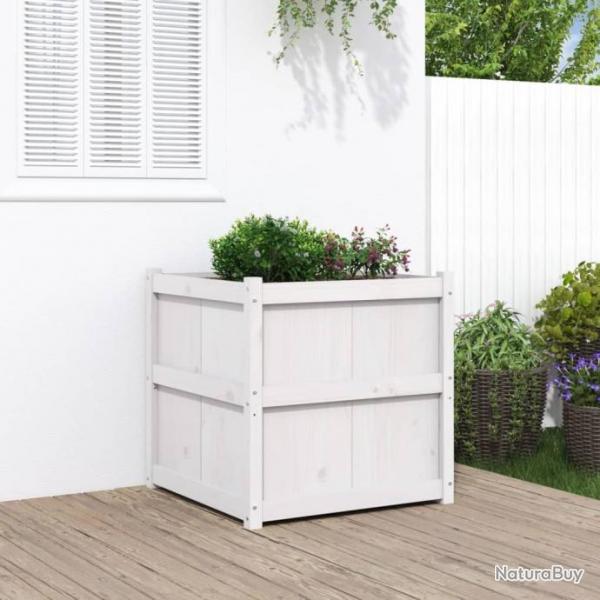 Jardinire d'extrieur blanc 70x70x70 cm bois de pin massif