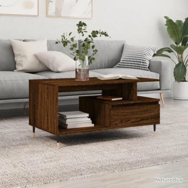 Table basse Chne marron 90x49x45 cm Bois d'ingnierie