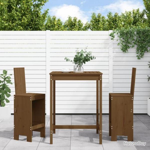 bar de jardin 3 pcs marron miel bois pin massif