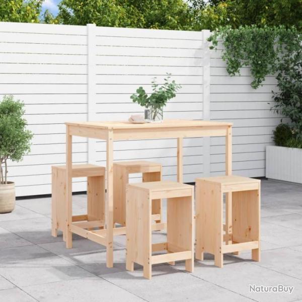 bar de jardin 5 pcs bois de pin massif