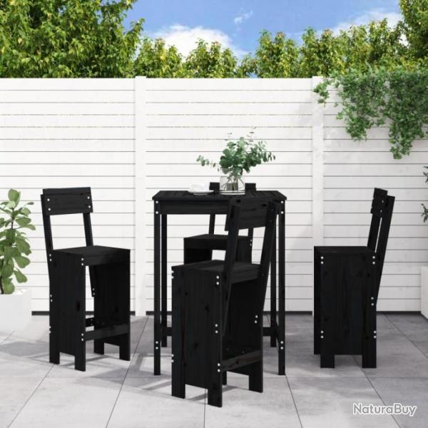 bar de jardin 5 pcs noir bois de pin massif