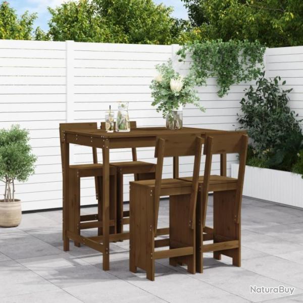 bar de jardin 5 pcs marron miel bois de pin massif