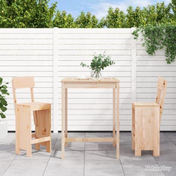 bar de jardin 3 pcs bois de pin massif