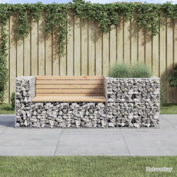 Banc de jardin avec panier en gabion bois massif de pin