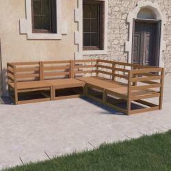 Salon de jardin 5 pcs marron miel bois de pin massif