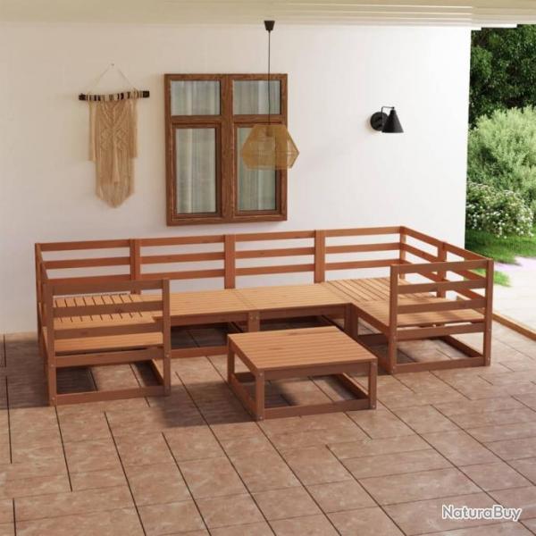 Salon de jardin 7 pcs bois de pin massif