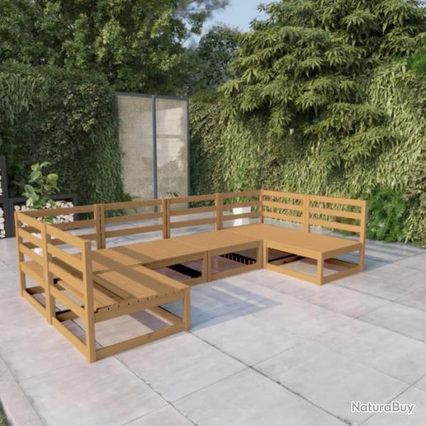 Salon de jardin 6 pcs bois de pin massif