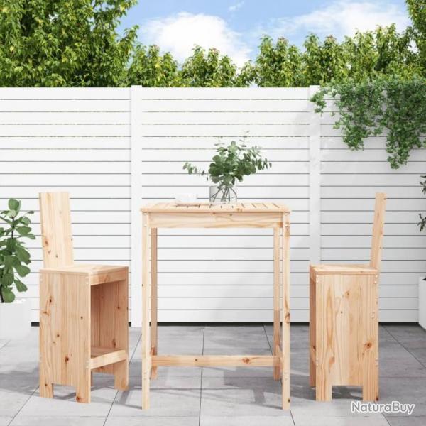 bar de jardin 3 pcs bois de pin massif