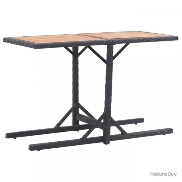 Table de jardin Noir Bois d'acacia solide et rsine tresse