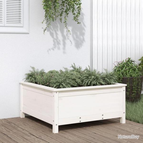 Jardinire blanc 82,5x82,5x39 cm bois massif de pin