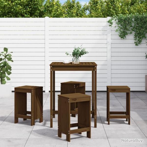 bar de jardin 5 pcs marron miel bois de pin massif