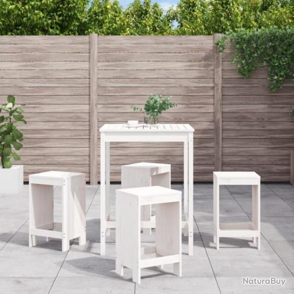 bar de jardin 5 pcs blanc bois massif de pin