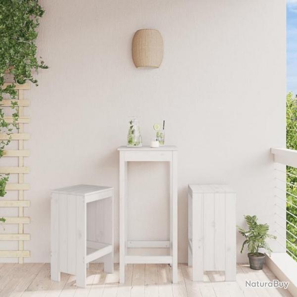 Tabourets de bar 2 pcs blanc 40x36x75 cm bois massif de pin