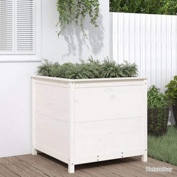 Jardinire blanc 82,5x82,5x78 cm bois massif de pin