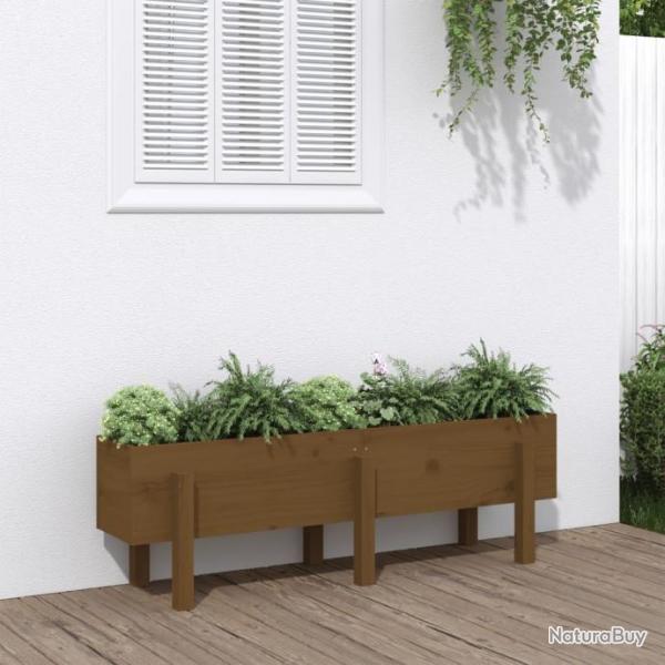 Lit surlev de jardin marron miel 121x30x38 bois de pin massif