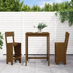 bar de jardin 3 pcs marron miel bois pin massif