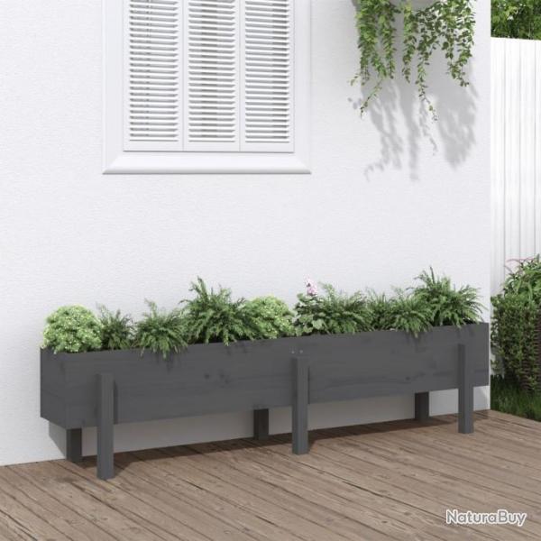 Lit surlev de jardin gris 160x30x38 cm bois de pin massif