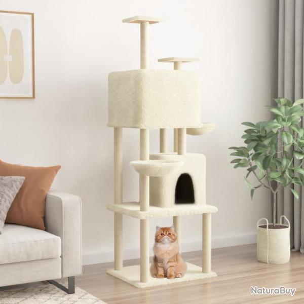 Arbre  chat avec griffoirs en sisal Crme 180 cm