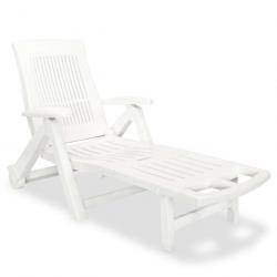 Chaise longue avec repose-pied Plastique Blanc