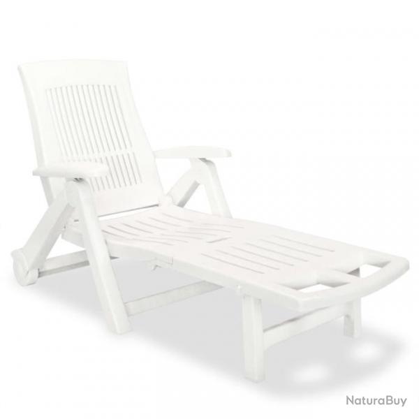 Chaise longue avec repose-pied Plastique Blanc