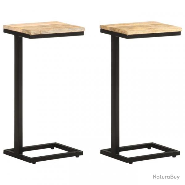 Tables d'appoint 2 pcs 31,5x24,5x64,5 cm Bois de manguier brut