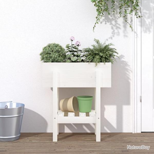 Jardinire blanc 62x30x69 cm bois massif de pin