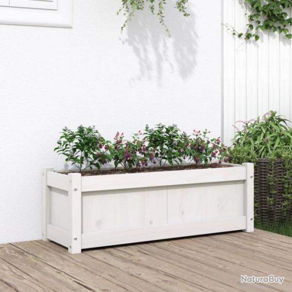 Jardinire blanc 90x31x31 cm bois massif de pin