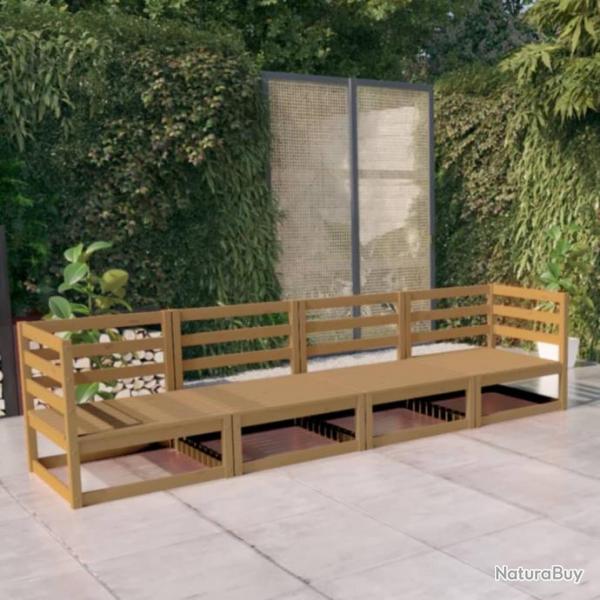 Canap  4 places de jardin Marron miel Bois de pin solide