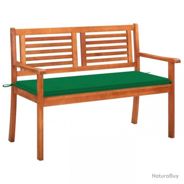 Banc de jardin 2 places avec coussin 120 cm Bois d'eucalyptus