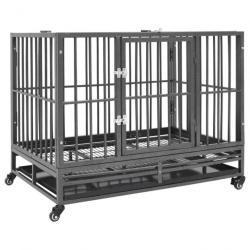 Cage pour chiens avec roues Acier 92x62x76 cm
