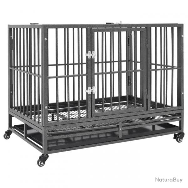 Cage pour chiens avec roues Acier 92x62x76 cm