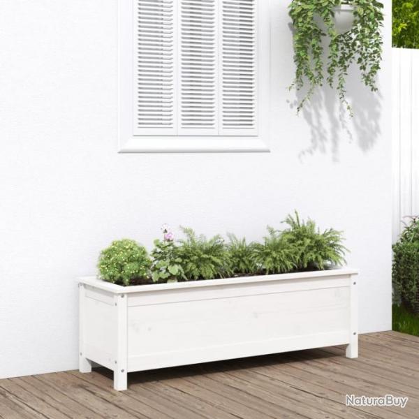 Lit surlev de jardin blanc 119,5x40x39 cm bois de pin massif