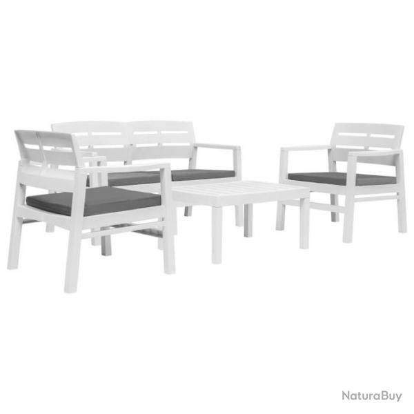 Salon de jardin 4 pcs plastique blanc