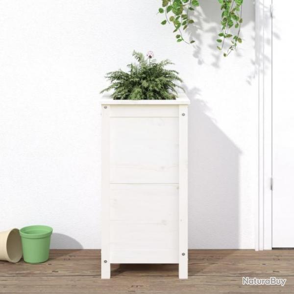 Jardinire blanc 40x40x78 cm bois massif de pin