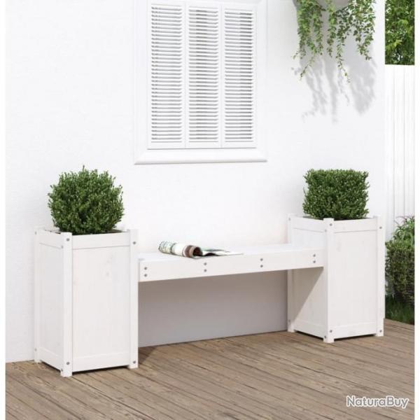 Banc avec jardinires blanc 180x36x63 cm bois massif de pin