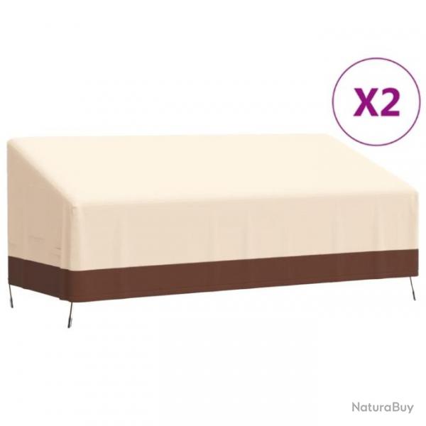 Housses de banc 3 places 2 pcs 204x86x48/73cm tissu oxford 600D