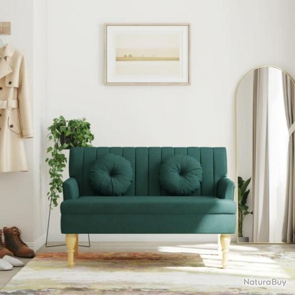 Banc avec coussins vert fonc 113x64,5x75,5 cm tissu