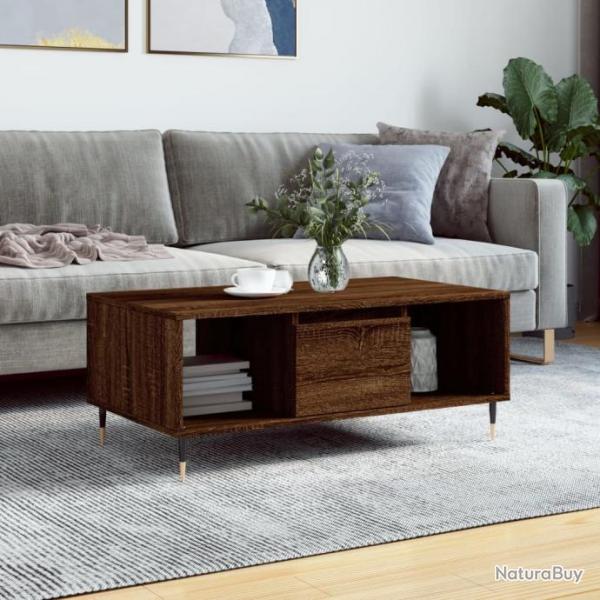 Table basse Chne marron 90x50x36,5 cm Bois d'ingnierie