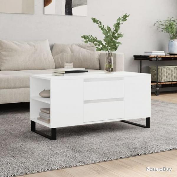 Table basse blanc 102x44,5x50 cm bois d'ingnierie