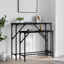 Tables console 2 pcs noir bois d'ingénierie