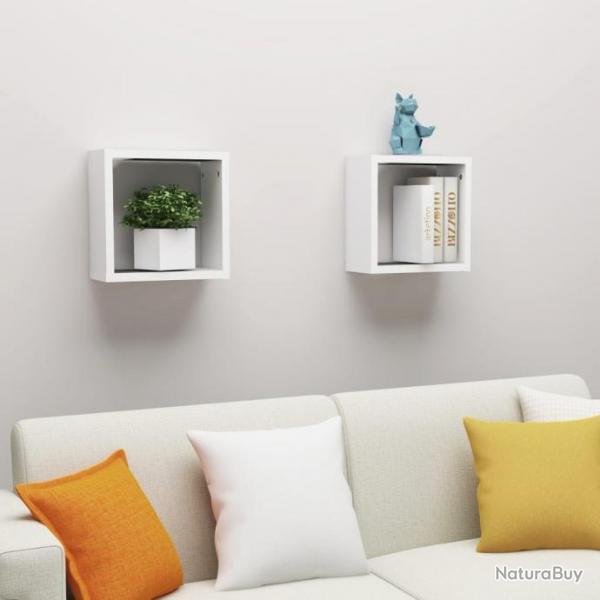 tagres cube murales 2 pcs Blanc 30x15x30 cm