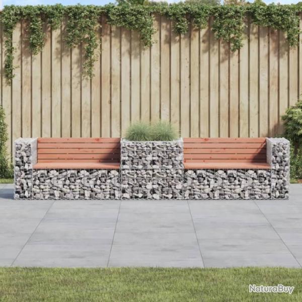 Banc de jardin avec panier en gabion bois massif de douglas