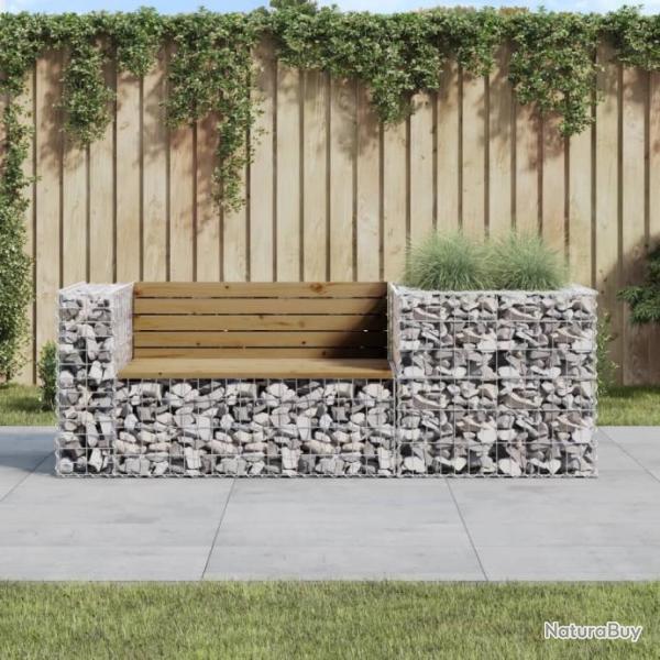 Banc de jardin avec panier en gabion bois de pin imprgn