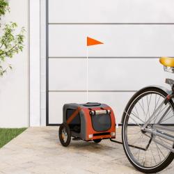 Remorque de vélo pour chien orange et gris tissu oxford et fer